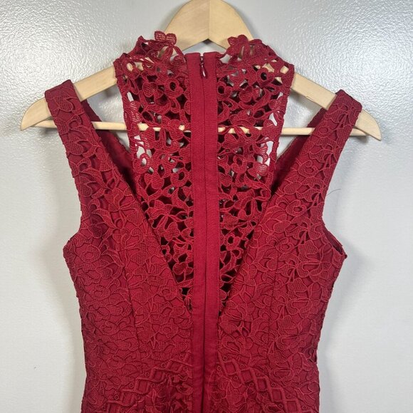 Keepsake Uplifted Midi Dress Size XS Burnt Red Lace Formal Event Wedding Guest - Picture 10 of 13